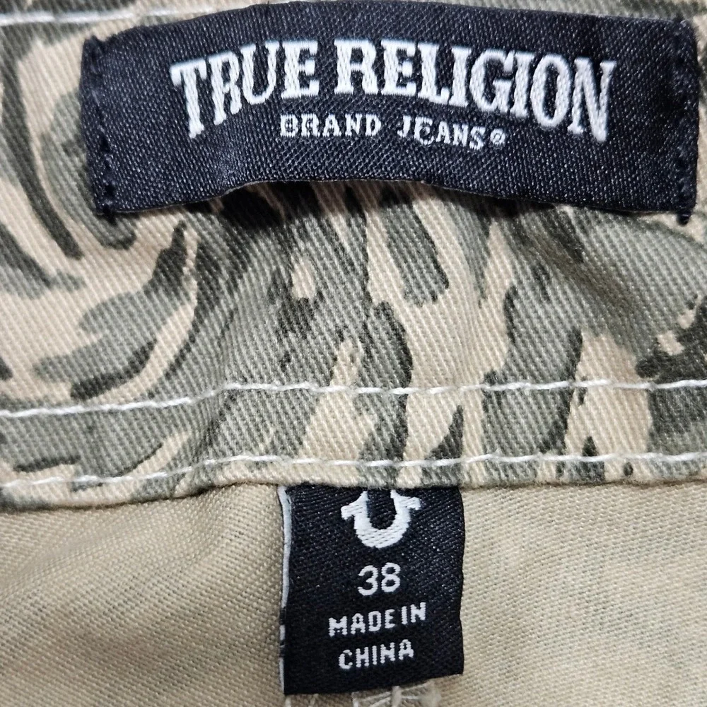 True Religion Mens Abstract Camo Cargo Pants Green‎ Swirl 701122 Size 38 NWT